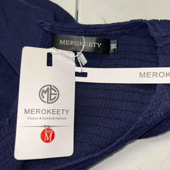 MEROKEETY LONG SLEEVE SMOCKED TIERED MINI DRESS SIZE M New - Picture 5 of 9